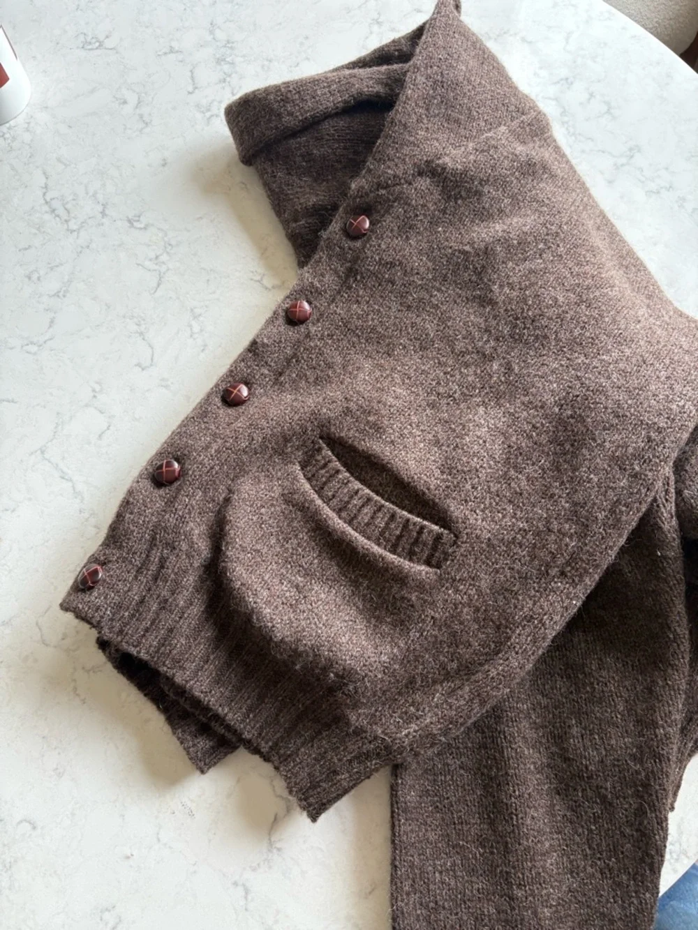 Vintage Eddie Bauer Men's Brown Shawl Collar Wool Cardigan like new - Picture 8 of 9